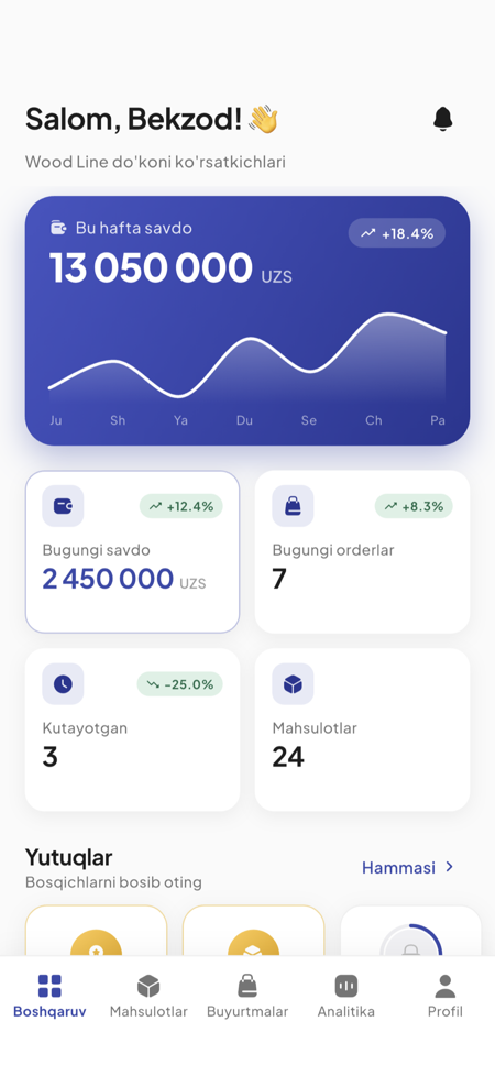 Приложение Woody — дашборд продавца
